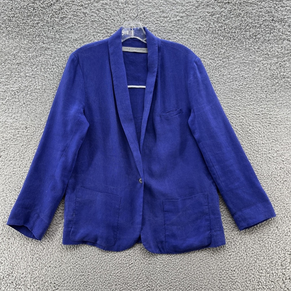 Raquel Allegra Blazer Womens XS Purple Linen Blend‎ Unstructured Relaxed Casual